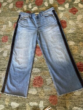 MADEWELL LOW SLUNG BAGGY JEAN WITH BLACK TUXEDO STRIPE, 31